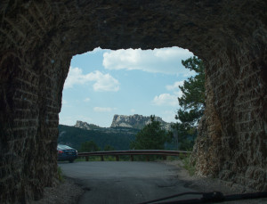 Iron Mountain Road Tunnel view of Mt. Rushmore.